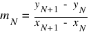 m_{N} ~ = ~ {y_{N+1} ~ - ~ y_{N}}/{x_{N+1} ~ - ~ x_{N}}